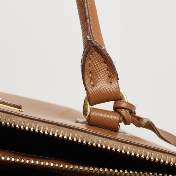 PRADA Brown Saffiano Lux Leather Small Double Zip Tote - Picture 8 of 8